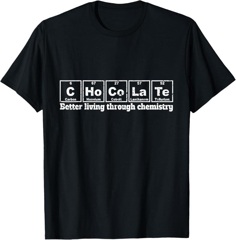 100% Cotton Funny Chemistry / Chocolate T-shirt "C-Ho-Co-La-Te" Element