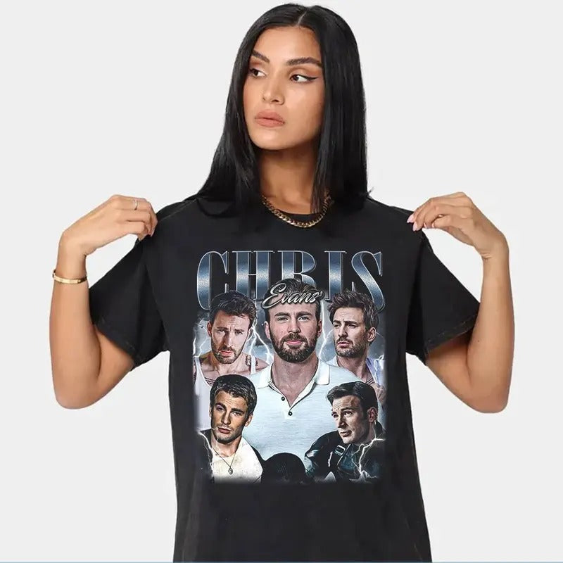 Chris Evans Vintage 90's Tee, Fan Made Tee, Tshirt Movie Shirt, Timnas