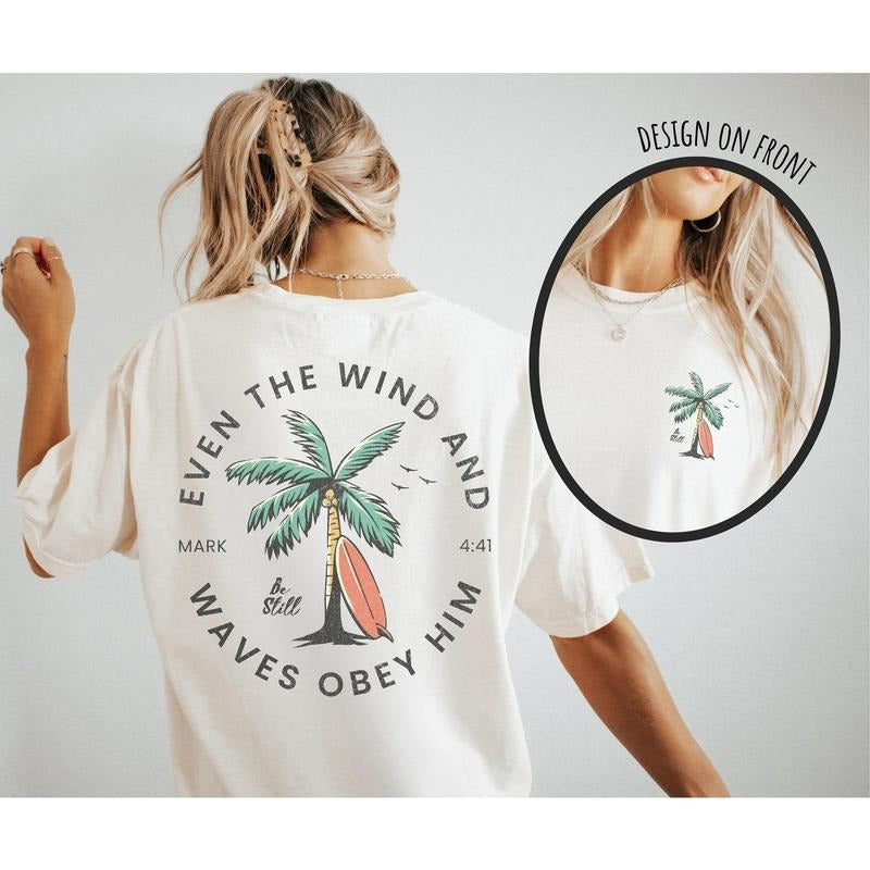 Christian Bible Verse shirt Beachy Backprint Comfort Colors Tee Trendy Oversized TShirt Unisex Tee Teen Baptism Gift Ocean Inspired Style