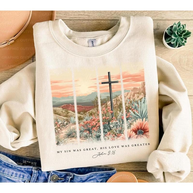 Christian Easter Cross Shirt, My Sin Was Great His Love Was Greater Shirt, Bible Verse Shirt, Easter Shirt, Boho floral Easter Shirt