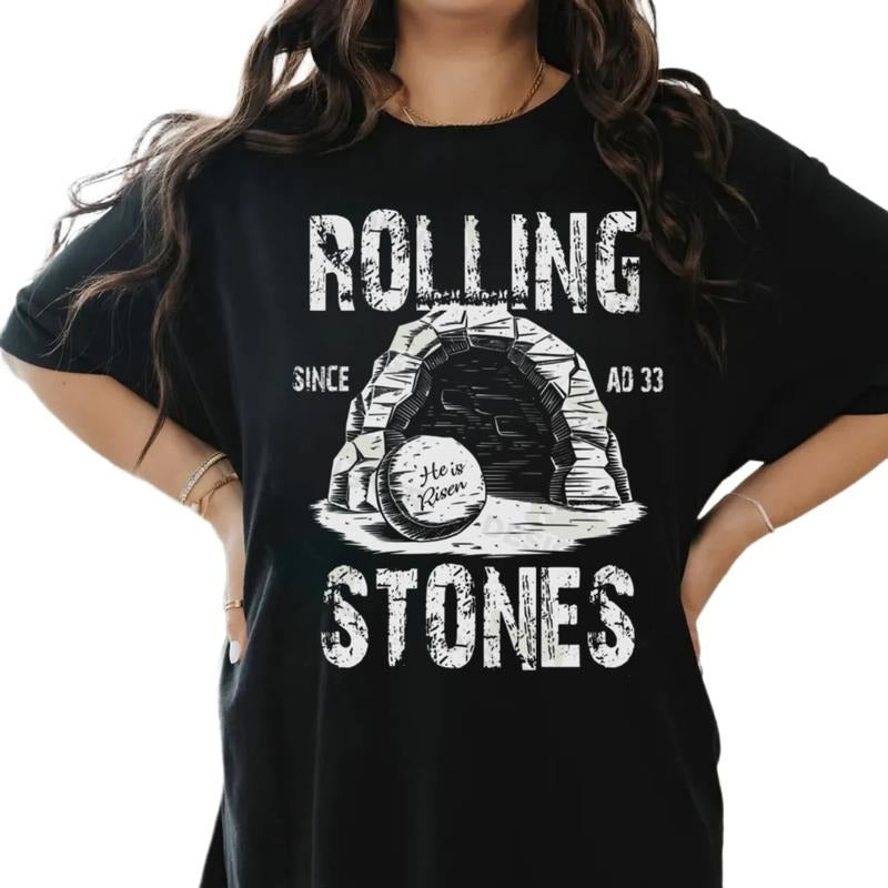Christian Easter Rolling Stones Tshirt, Retro Easter Christian Jesus Shirt, Since Ad 33 Tee, Jesus Christian Shirt, Unisex Short Sleeve Tee, Casual Clothing