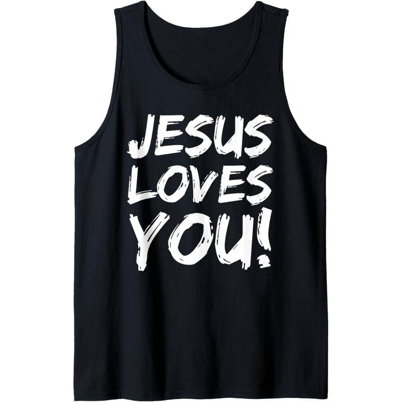 Christian Evangelism Gift for Men Jesus Loves You! Tank Top MADE IN USA