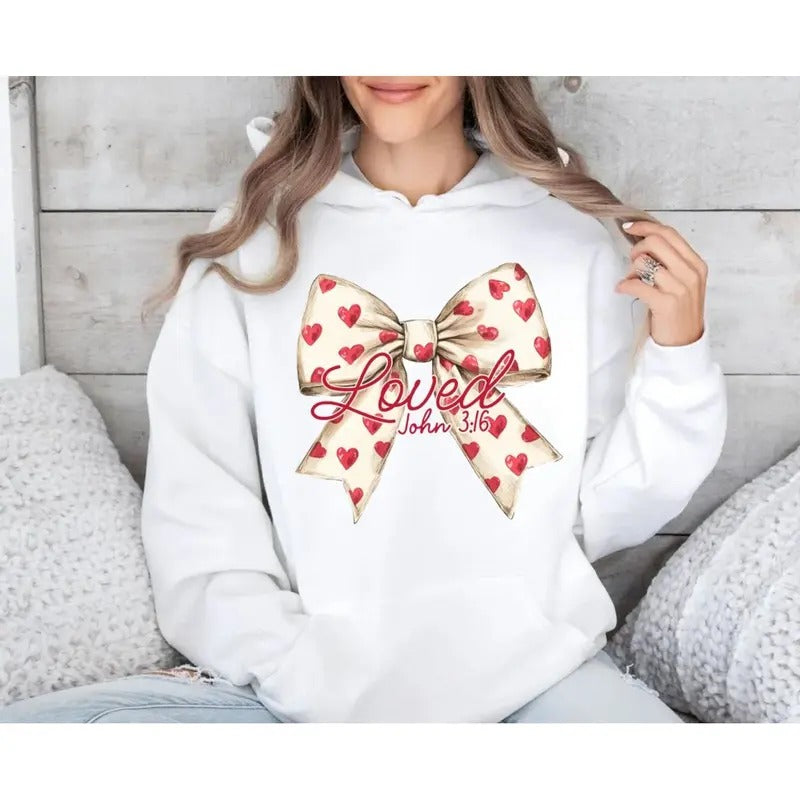Christian Valentines Shirt, Loved John 3:16 Shirt, Retro Valentine Hoodie, Valentines Day, Bible Verse, Xoxo Checkered Varsity, Unisex Sweater Pullover Tee
