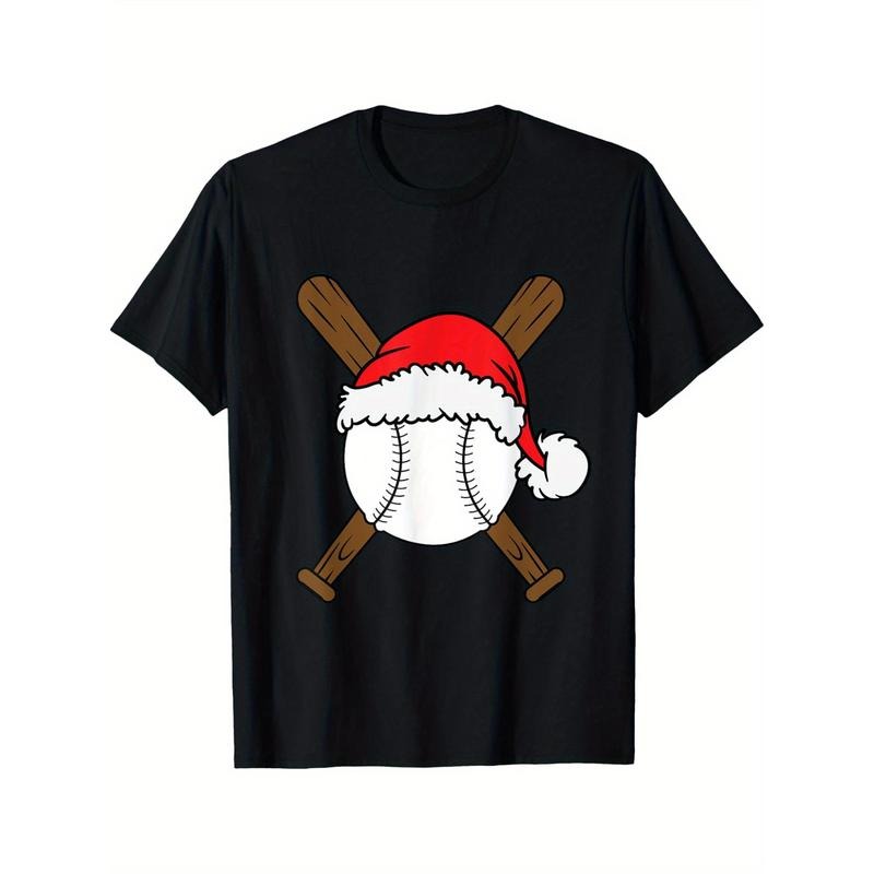 Christmas Baseball Player Santa Sports Design For Men Boys T-Shirt 0 Men's T-shirt Funny pattern, Casual and comfortable round neck cotton short sleeve, four seasons can wear 220g made in usa