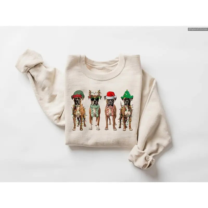 Christmas Boxer Dog Beagle Sweatshirt, Hoodie, T-Shirt, Xmas Noel Dog Pet Tee, Boxer Lover Dog Mom Holiday Holiday Sweater, Xmas Gift , Global Trending Outfits