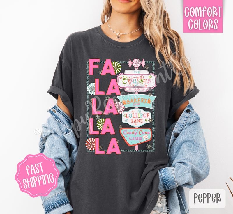 Christmas Candy Shop Comfort Colors, Trendy Women's Holiday Tshirt, Xmas Tee