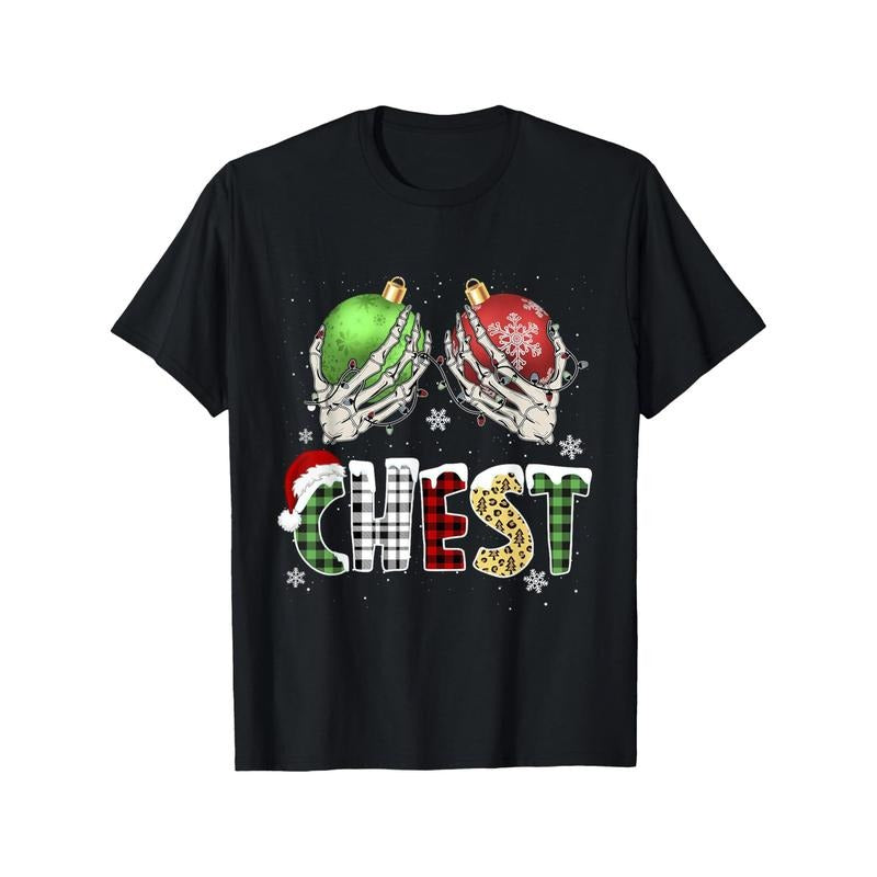 Christmas Chest Nuts Chestnuts Xmas Couple Matching Costume Men's T-shirt personality print pattern, casual round neck short sleeve, comfortable version of cotton short sleeve, four seasons can wear Made in USA