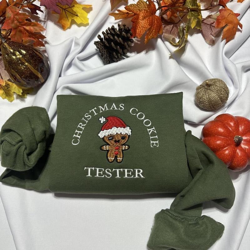 Christmas Cookie Baker Gingerbread Embroidered sweatshirt; Holiday crewneck