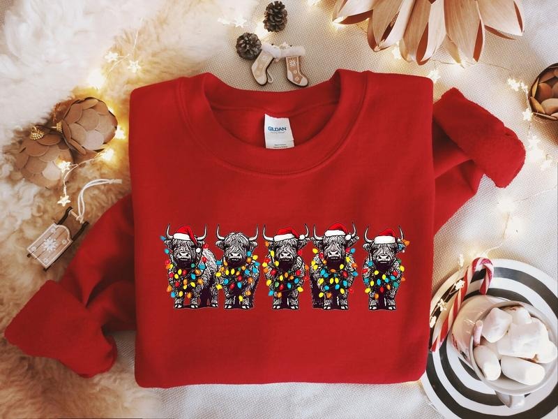Christmas Cows Sweatshirt, Cow Lover Gift, Funny Christmas Hoodie, Womens Cow Sweatshirt, Christmas Animal Hoodie, Holiday Sweater Sleeve Womenswear