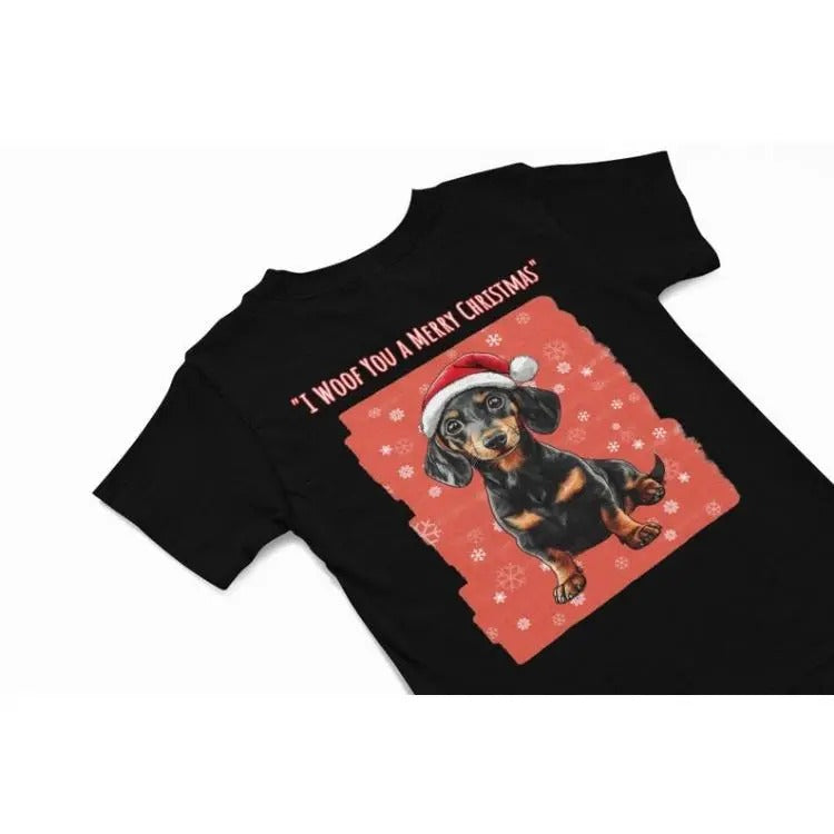 Christmas Dachshund Dog T shirt, Quirky dog humour themed Christmas apparel, Funny dog Hoodie, Festive season holiday gift Made in USA