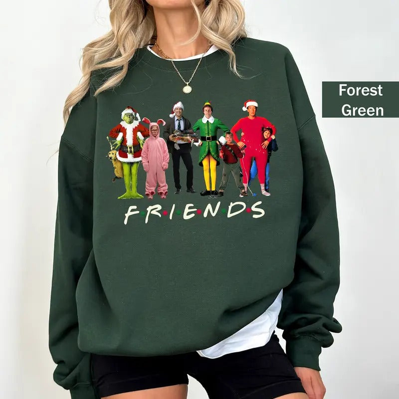 Christmas Friends Sweatshirt, Christmas Movie Watching Shirt, Funny Christmas Family Tee, Xmas Gifts