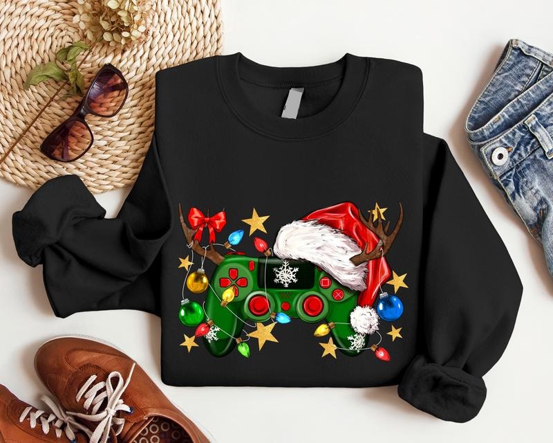 Christmas Game Controller Sweatshirt, Gamer Christmas Sweater, Game Player Hoodie, Unisex Video Game Lover Gift, Xmas Gift For Gamers.