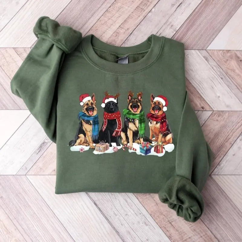 Christmas German Shepherd Sweatshirt, Christmas Dog Shirt, German Shepherd Shirt, German Shepherd Mom Shirt, Dog Lover tee, Holiday Sweater