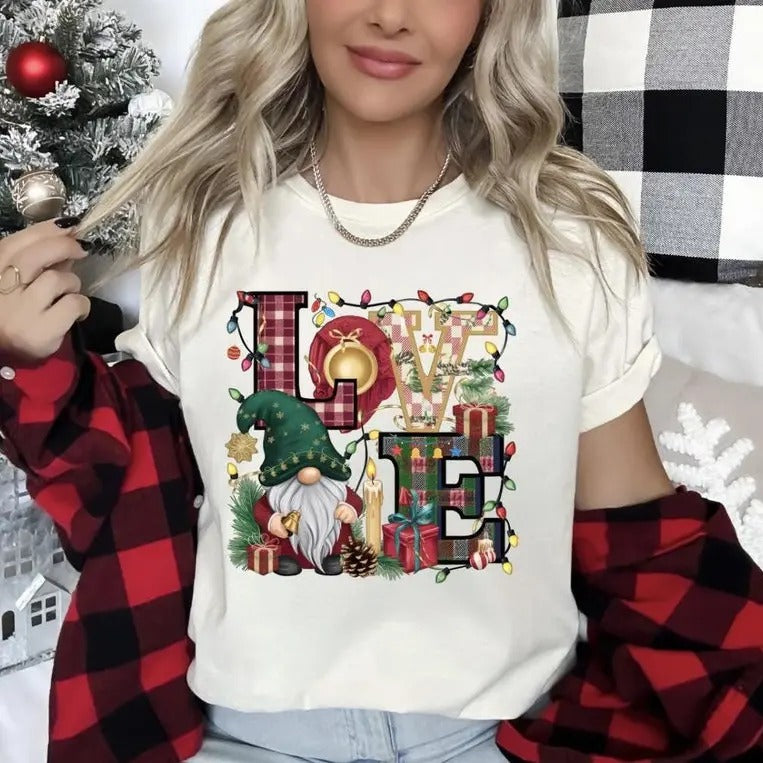 Christmas Gnome T-Shirt Cute Christmas Gift Women Christmas Most Wonderful Time 2024 Vintage Top