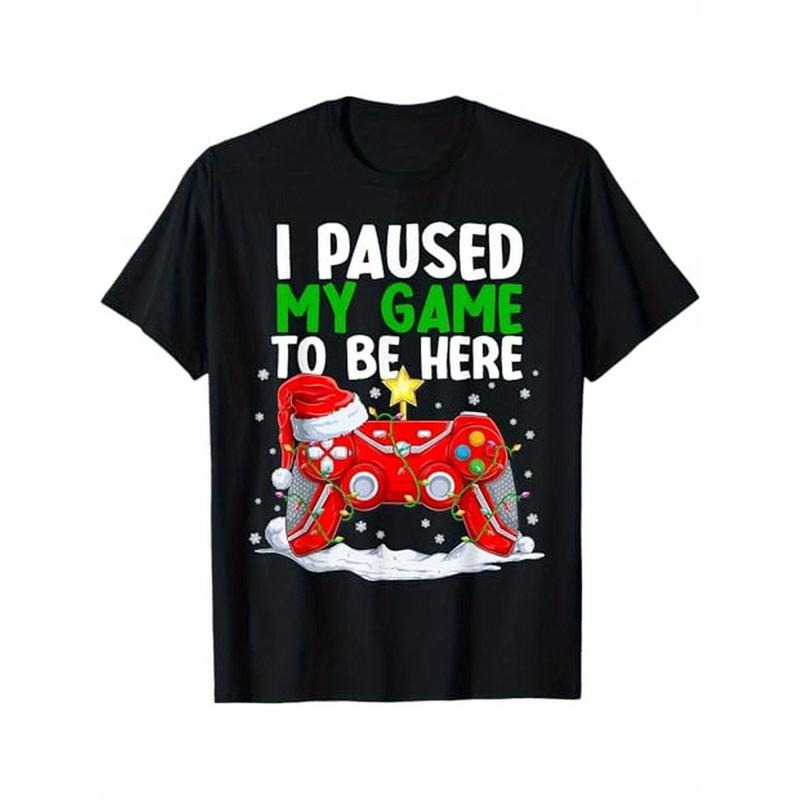 Christmas I Paused My Game To Be Here Funny Gamer Boys T-Shirt, 100% Cotton, Halloween Thanksgiving Christmas Gift for Men Women Family Friends, S-XXXL, Black made in usastyle{n002}2