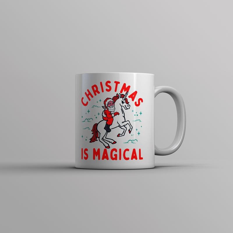 Christmas Is Magical Mug Funny Santa Claus Fantasy Unicorn Novelty Cup-11oz Funny Coffee Mugs Ceramic Printed Drinkware Cup