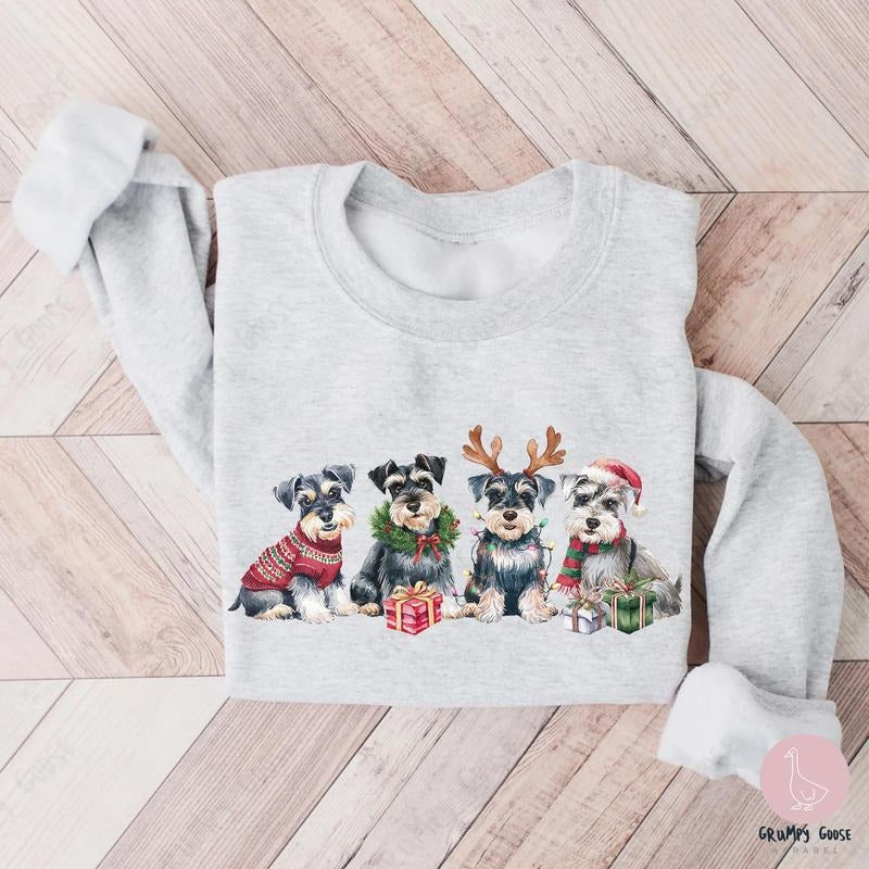 Christmas Miniature Schnauzer Dog Sweatshirt, Xmas Dog Owner Shirt, Dog Mom Shirt, Dog Lover Gift, Funny Holiday Shirt, Cozy Winter crewneck