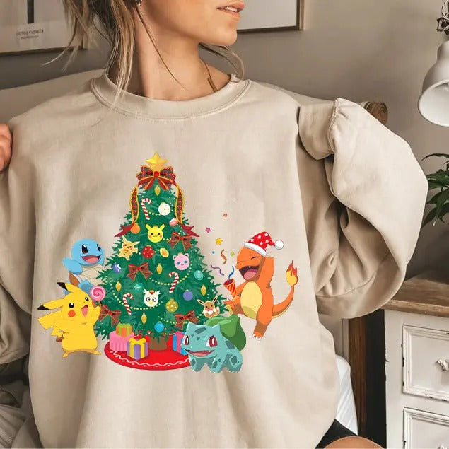 Christmas Pokemon Sweatshirt, Christmas Shirts for Anime Lovers, 90's Pokemon Lovers Christmas SweatShirt, Christmas Gifts For Pokemon Lovers, Pokémon Christmas Sweatshirt, Bulbasaur Christmas Shirt, Pikachu Christmas