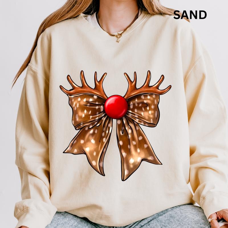 Christmas Sweatshirt, Rudolph Christmas Crewneck, Christmas Graphic Sweatshirt, Pink Christmas Crewneck