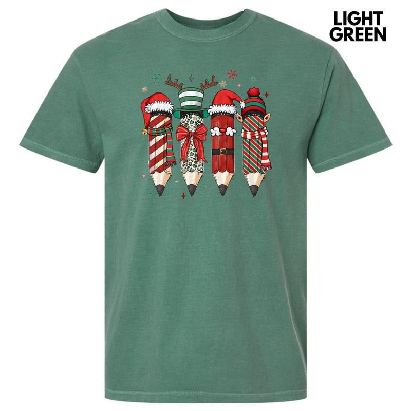 Christmas Teacher Pencils Comfort Colors T-Shirt