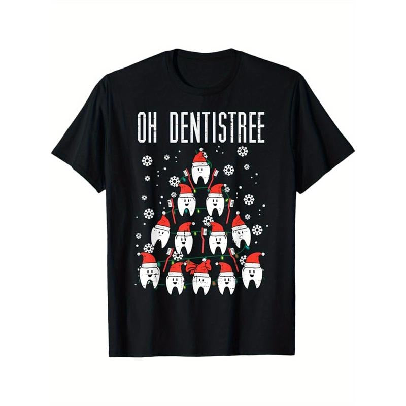 Christmas Tree Print Men's Cotton T-shirt, Graphic Tee Men's Xmas Outdoor Clothes, Men's Clothing, Casual Short Sleeve Crew Neck T-shirt, Tops For Men, Gift For Men made in usastyle{n002}6