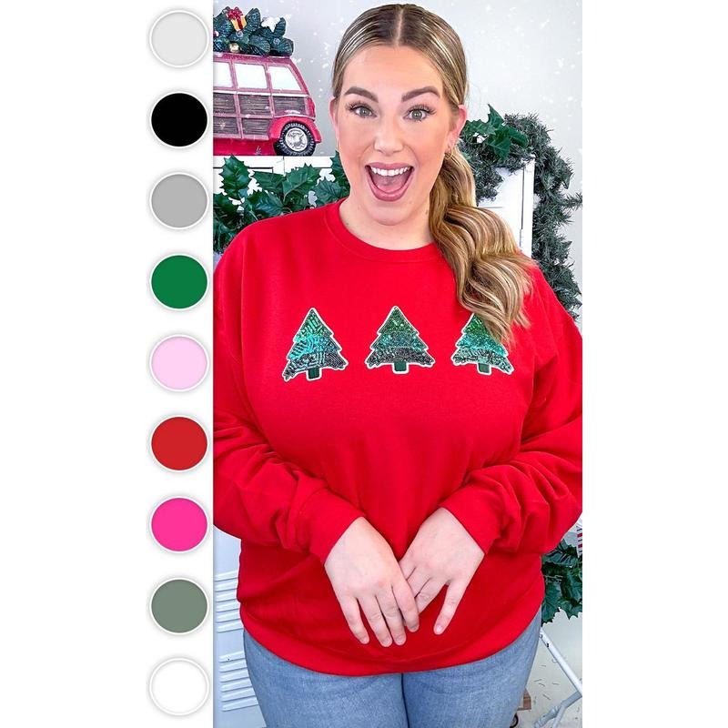 Christmas Tree Sparkle Sequin Graphic Sweatshirt