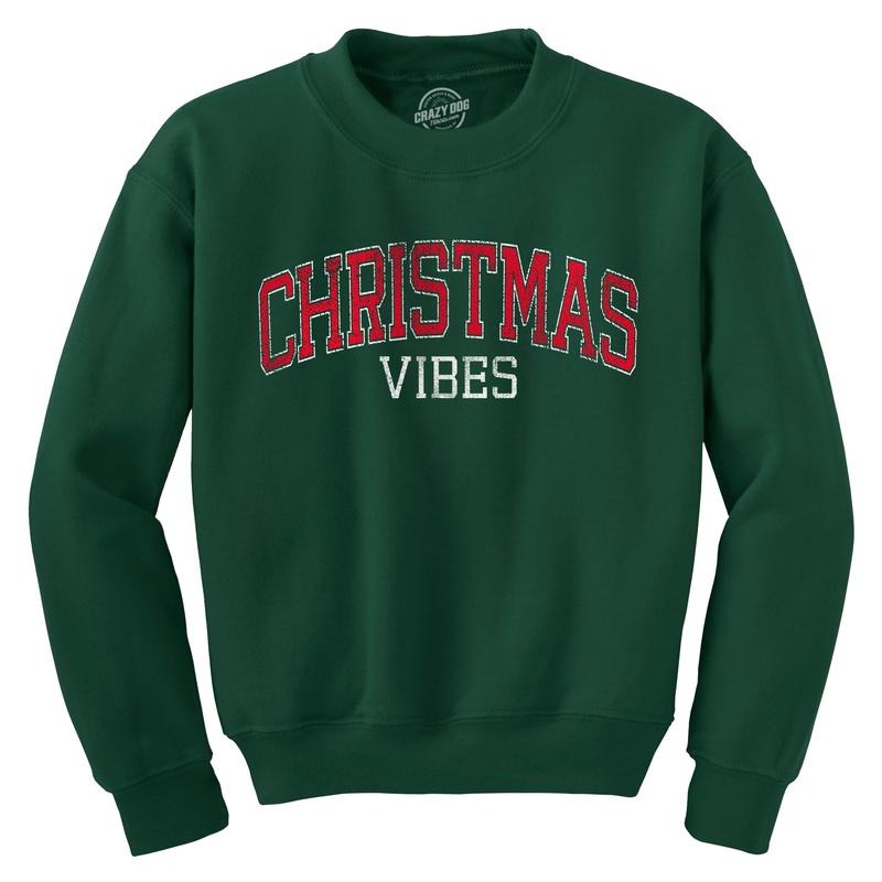 Christmas Vibes Crewneck Sweatshirt Funny Xmas Holiday Season Lovers Longsleeve Sweatshirt Funny Sweater Christmas Crew Neck Novelty Sweatshirts for Men Forest