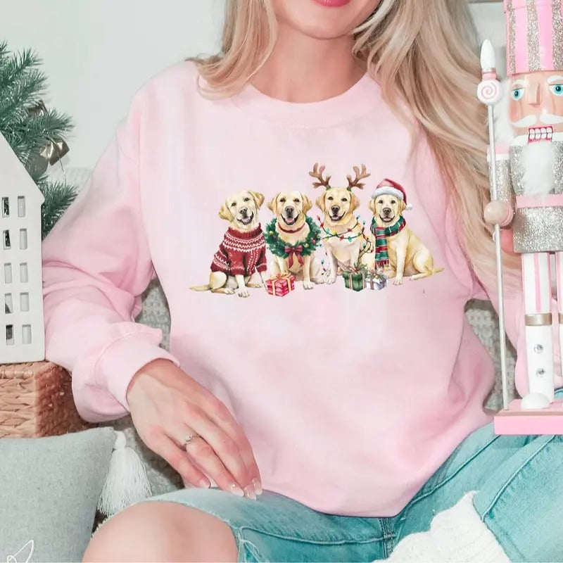 Christmas Yellow Lab Dog Sweatshirt, Xmas Labrador Owner Shirt, Dog Mom t Dog Lover Gift, Funny Holiday Shirt, Cozy Winter Crewneck