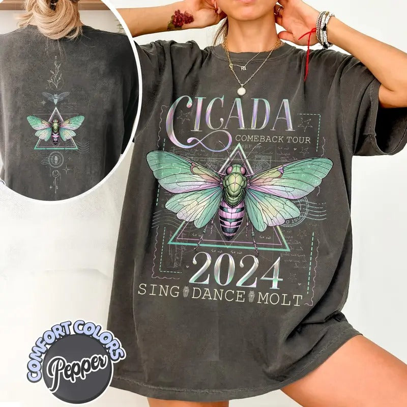 Cicada Reunion Summer 2024 Comfort Colors Shirt, Cicada Concert Tshirt, Cicada Invasion, Nature Lover Gift, Insect Cicada Broods Xiii & Xix