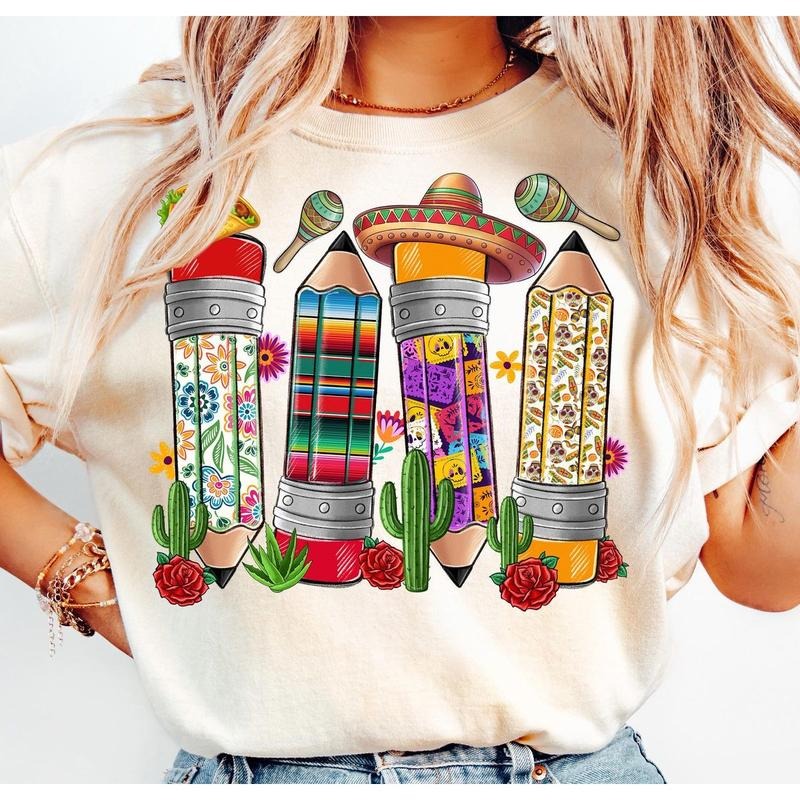 Cinco De Mayo Teacher Tshirt Sweatshirt, Teacher Pencil, Funny Fiesta Teacher Shirt, Fiesta Classroom, Unisex Sweater Pullover Tee