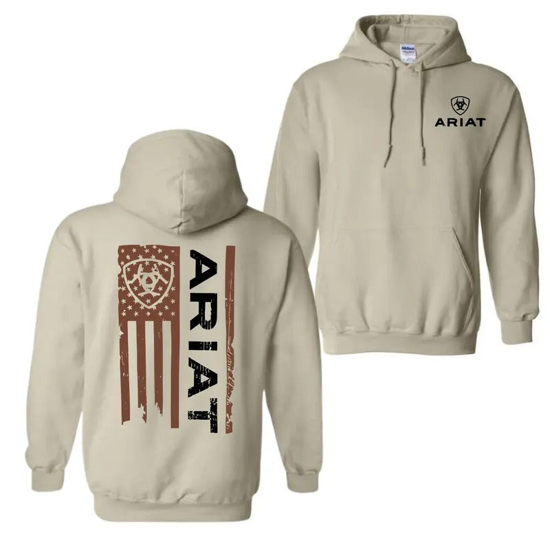 Classic Ariat Hoodie T-Shirt - Striking Design with American Spirit, Perfect for Fashion-Forward Individuals and Country Living Fan, For Men and Women