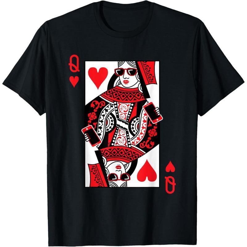 Classic Black Queen of Hearts T-Shirt: Adult, Short Sleeve, Cotton-Polyester Blend made in usa