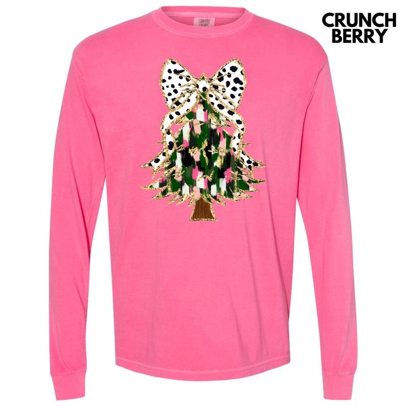 Classic Brushstroke Christmas Tree Long Sleeve Comfort Colors T-Shirt 'NLB'