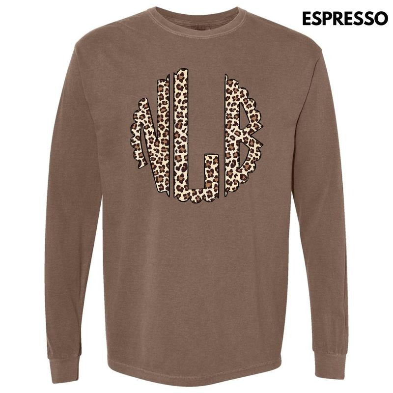 Classic Cheetah Monogram Long Sleeve Comfort Colors T-Shirt 'NLB'