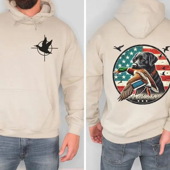 Classic Fit Duck Hunting Hoodie For Men, Labrador Hunting Hoodie, Hunting And Fishing Outdoor Sports Hoodie Cotton Menswear Designer Clothes