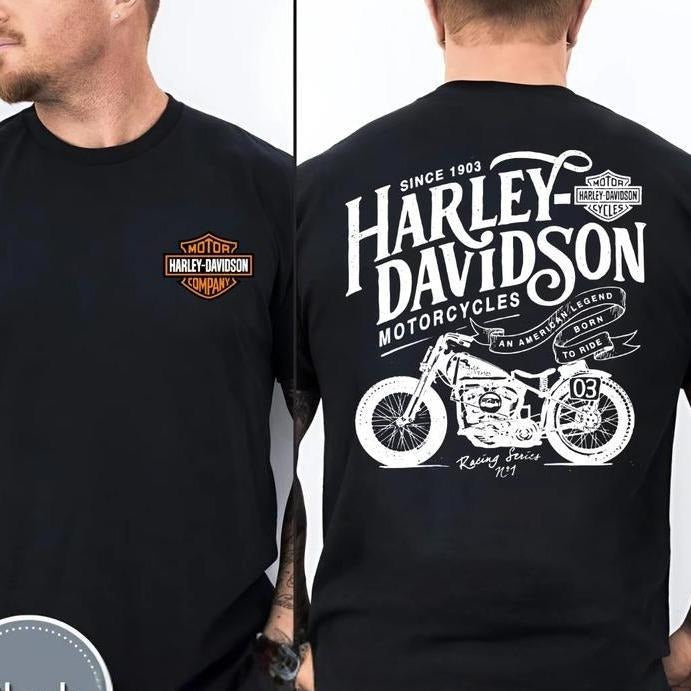 Classic Motorcycles Harley Davidson 2 Sides Print Biker T-Shirt - Sweatshirt - Hoodie, Soft Cotton Casual Outfit Vintage Graphic Tee, Gifts For Men Women Casual Top Unisex