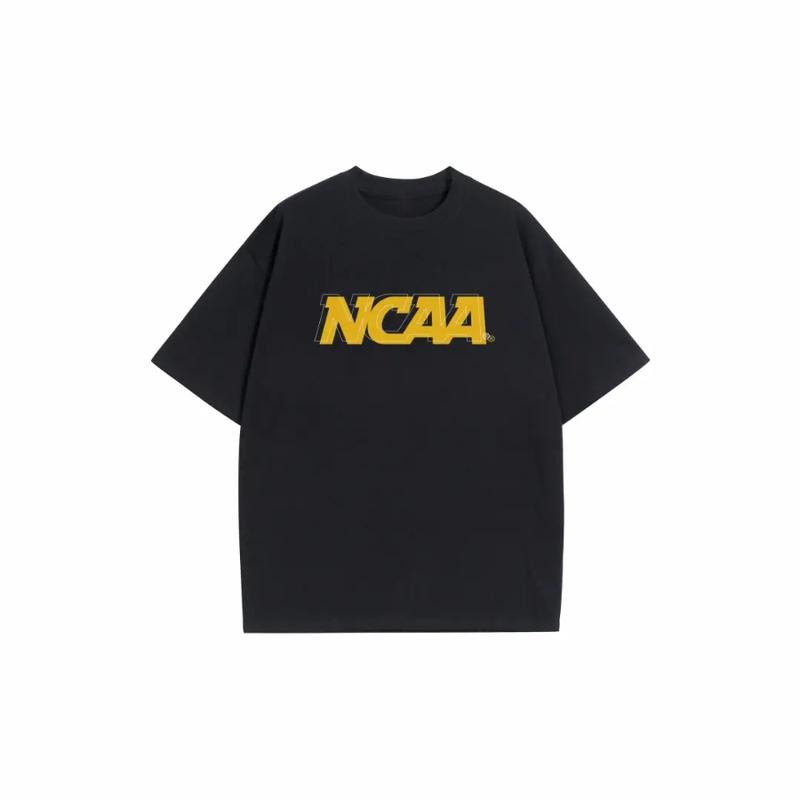 Classic Pure Cotton Sports American Simple Style Letter Print Drop Shoulder Bottoming round Neck Short Sleeve T-shirt