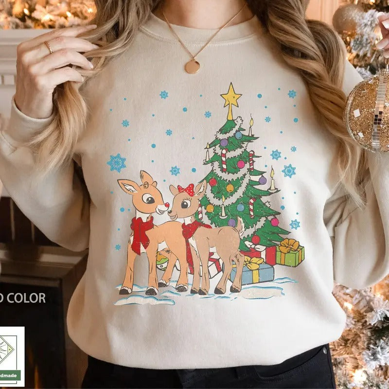 Classic Rudolph and Clarice Sweatshirt, Merry Christmas, Holiday Outfit, christmas TV Movie Shirt, Rudolph the Red Nosed Reindeer Sweatshirt, merry christmas 90s Movies Crewneck Shirt, Christmas Shirt for Movies Lovers Tee