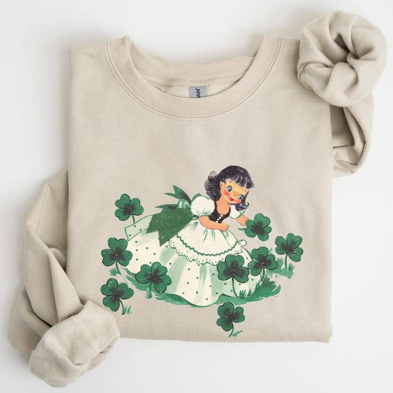 Clover Girl, Shamrocks, St Patrick's Day Sweatshirt