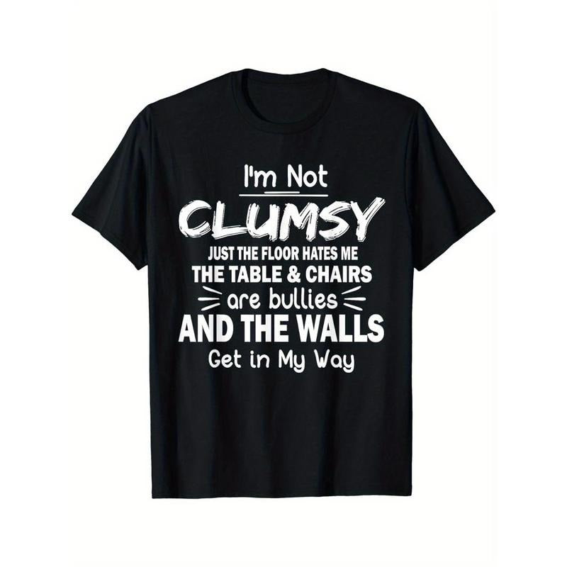 Clumsy Chic Graphic Tee - Men's Short Sleeve T-Shirt - Comfy Stretchy Trendy Tees for Summer, Casual Daily Style Fashion Clothing with Humorous Design Made in USA