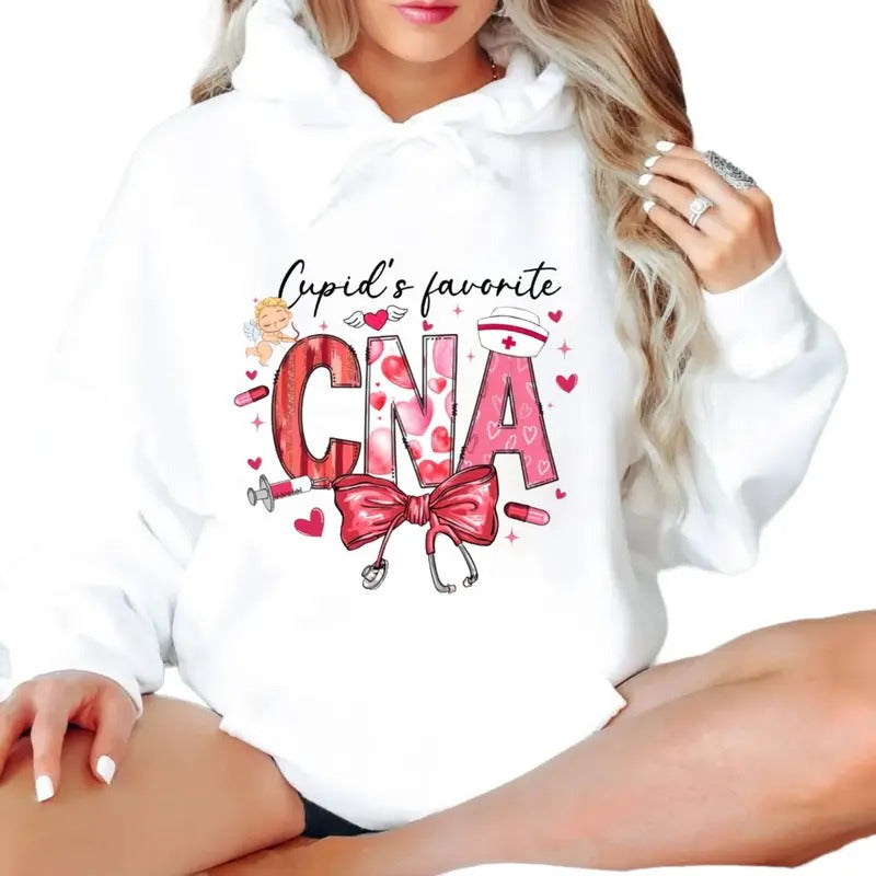 Cna Nurse Sweatshirt, Cupid's Favorite Cna Hoodie, Valentine's Day Gift, Nurse Shirt Gift, Nurse Gift, Unisex Crewneck Pullover Tee, Crewneck Top
