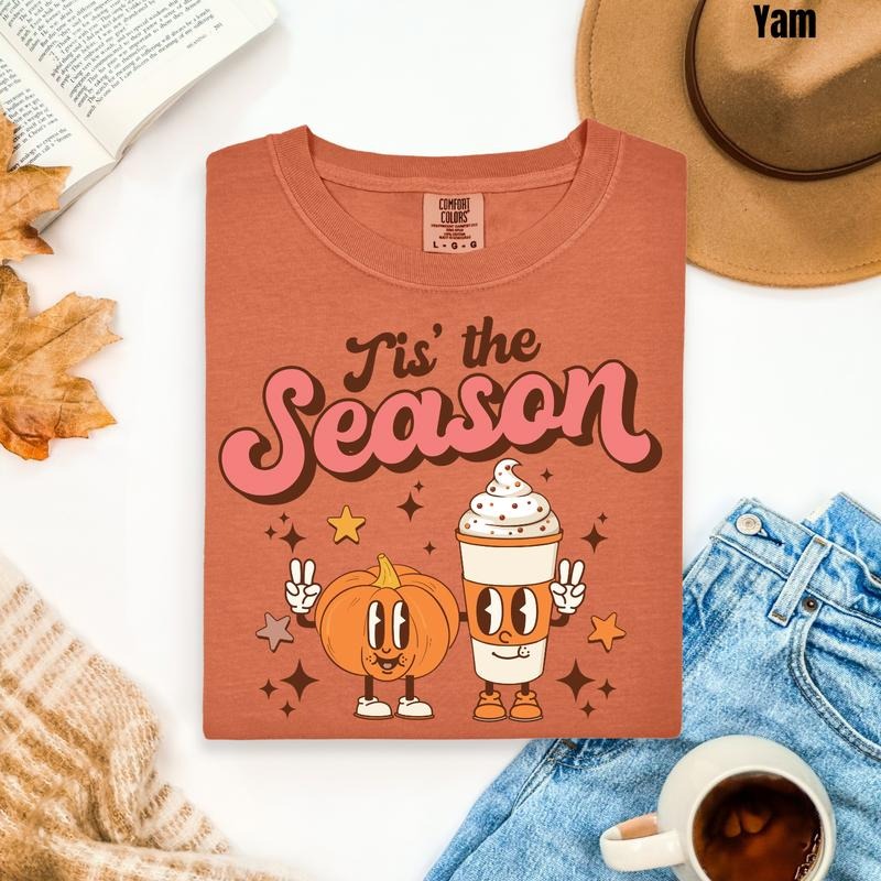 Coffee & Pumpkin Tis The Season Comfort Colors T-Shirt 'NLB'