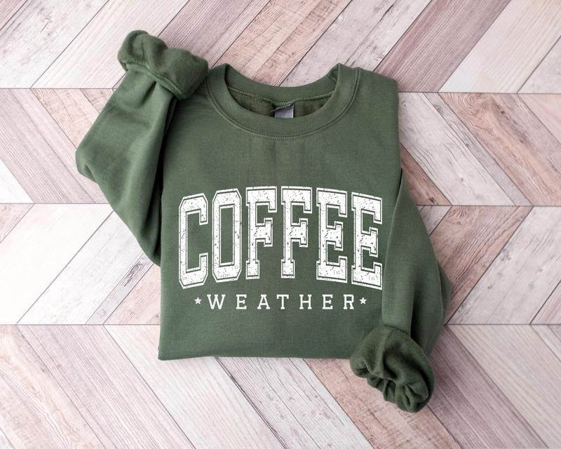 Coffee Weather Sweatshirt, Retro Coffee Lover Crewneck, Women Coffee Lover Shirt, Retro Coffee Sweater, Coffee Lover Gift Shirt