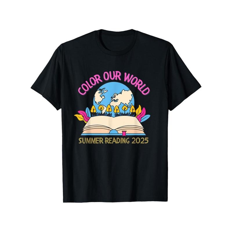 Color Our World" Graphic Tee - 100% Cotton, Crew Neck, Short Sleeve Casual Shirt for All Seasons,, Black Made in USA