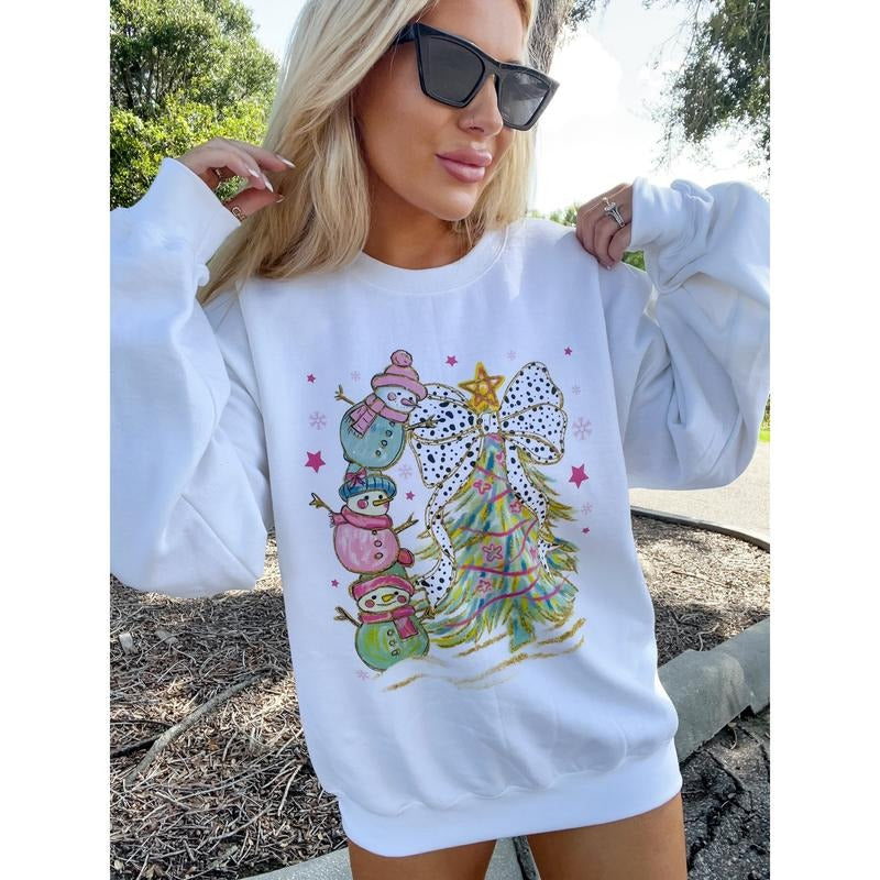 Colorful Snowmen Graphic Top