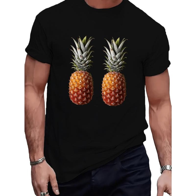 Colorful Summer Pineapple Graphic Fitted Men's T-Shirt, Sweat-wicking and Freedom of Movement made in usa