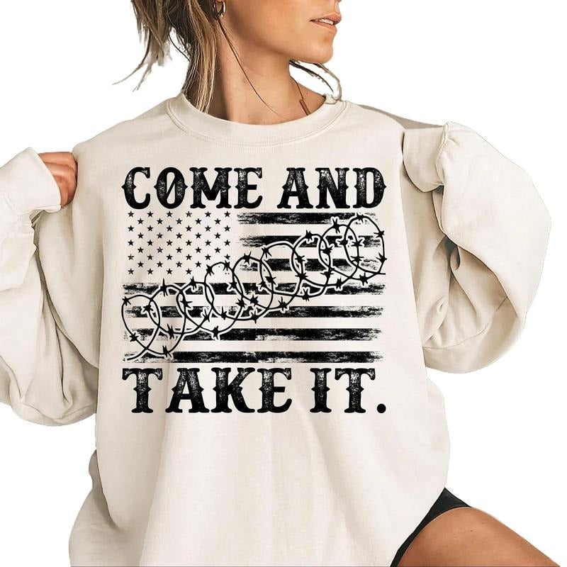 Come And Take It Sweatshirt, I Stand With Texas Sweater, Texas Support Tee, Patriot Gift Shirt, Texas Lover Crewneck, Patriotic Unisex Sweatshirt, Political Shirt, Gifts For Family Friend, Texas Support Sweater Fit Womenswear