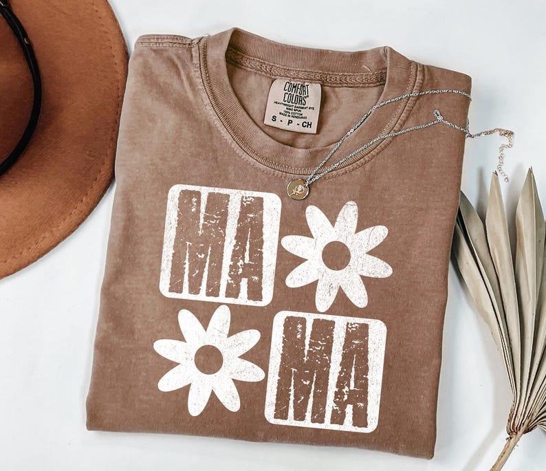 Comfort Colors Checker Mama TShirt, Mama Shirt, floral mama Tee, floral checker trendy Shirt