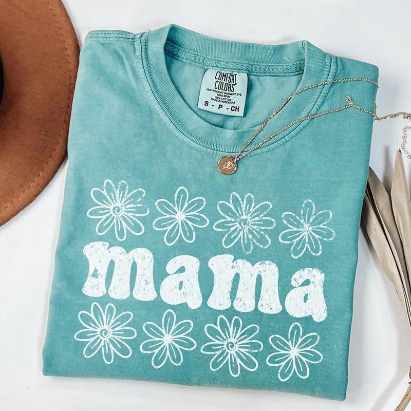 Comfort Colors Cute Mama Shirt, Mothers Day Gift For Mom, Floral Mama Shirt, Pregnancy Announcement, Unique Mom Gift Retro Mom Birthday Gift