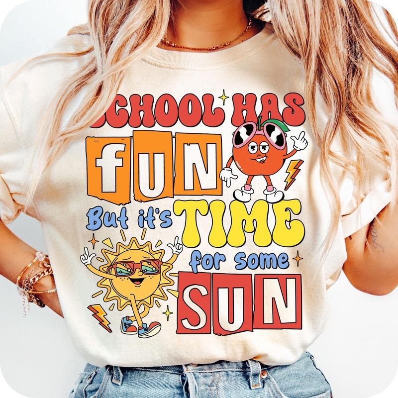 Comfort Colors Funny Summer Break T-Shirt, Custom Name School Was Fun But It's Time For Some Sun T-Shirt, Last Day Of School Shirt, School Summer Vacation T-Shirt